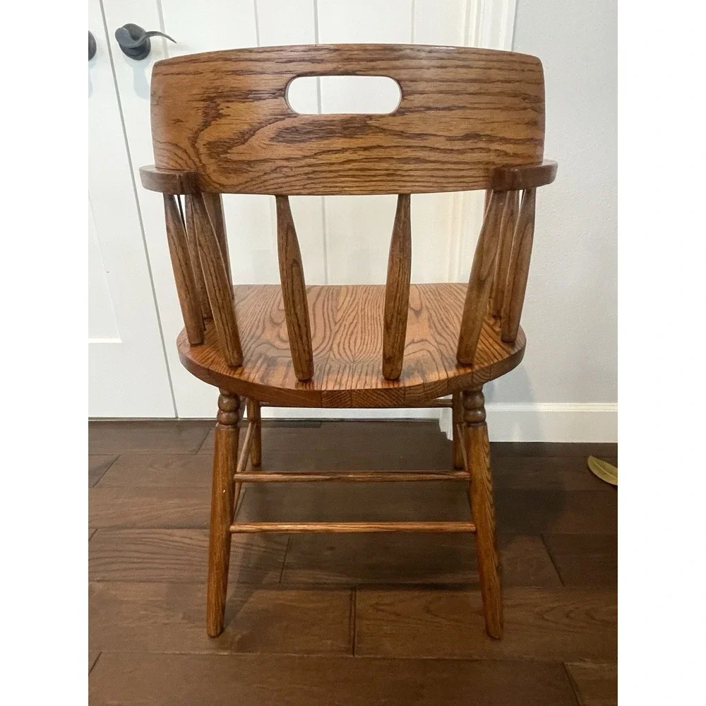 Antique 19th Century Primitive Barrel Back Oak Pub Chair‎ Captain's Chair